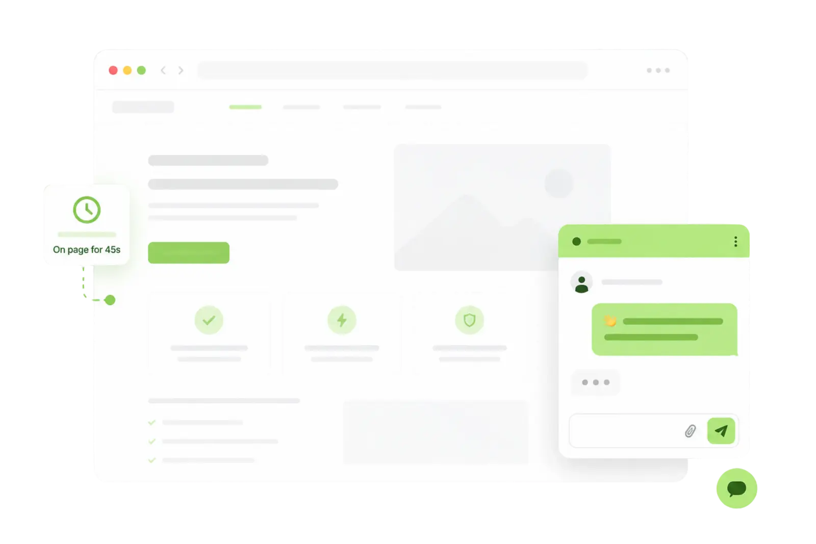 Initio proactive chat message appearing on a website